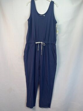 Zella Gwen Sleeveless Knit Jumpsuit Navy Blue Size L NWT